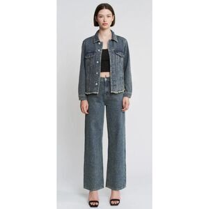 Mica Los Angeles Super High Studded Wide Leg Jeans